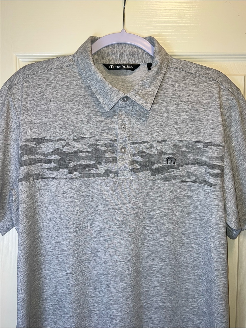 TRAVIS MATHEW Camo/Palm Tree Print Polo Shirt